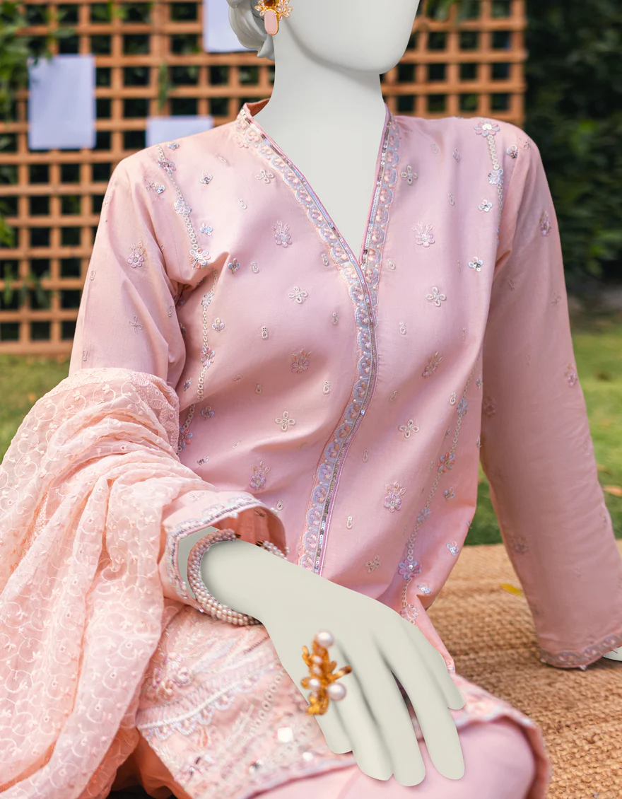 PEACH LAWN 3PC STITCHED | JJPW-S-JPWS-US-23-611 FB/FLORA - Image 3