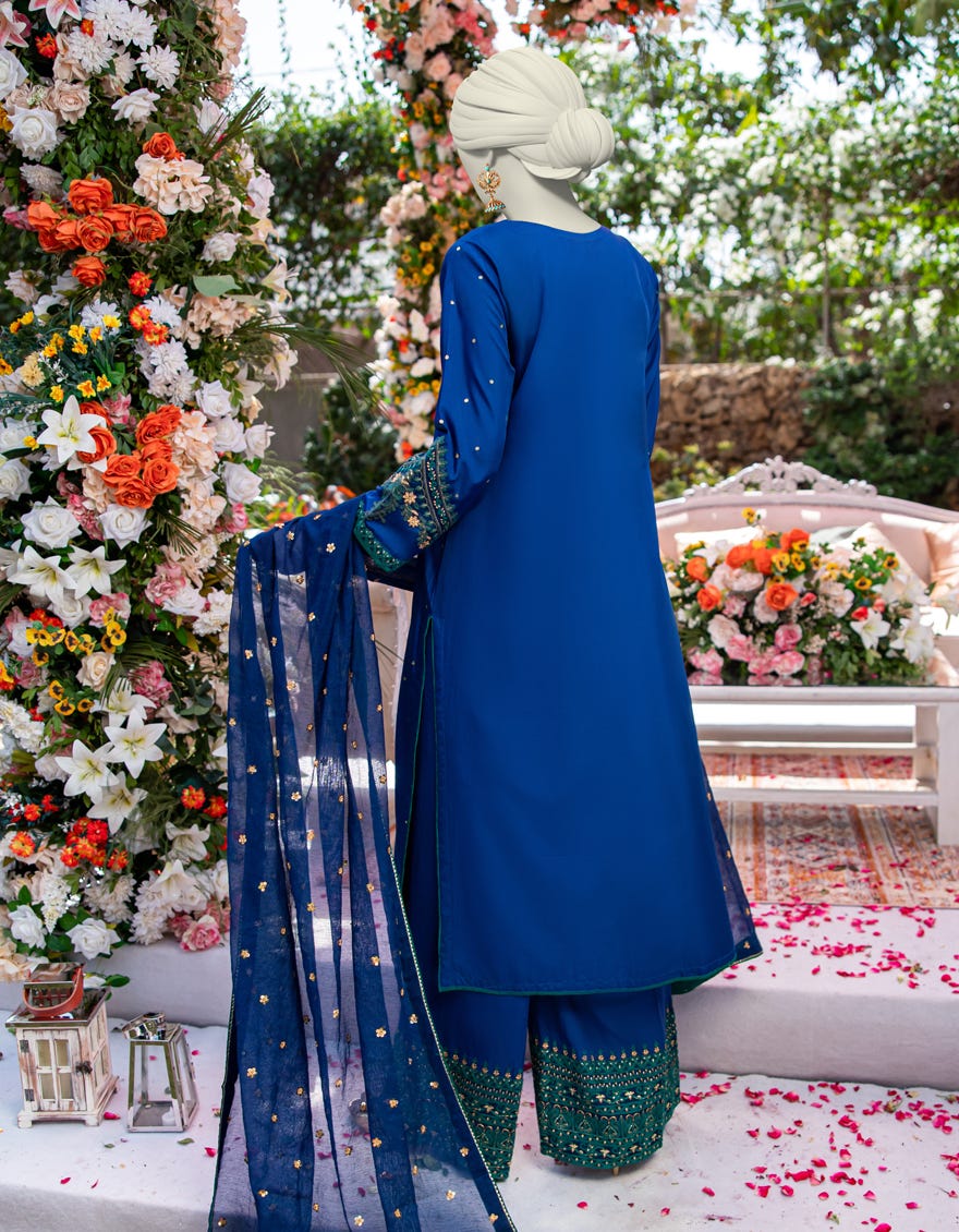 BLUE KHADDI 3PC STITCHED | JJPW-W-JPS-24-3944 FB/DANEEN-5 - Image 3