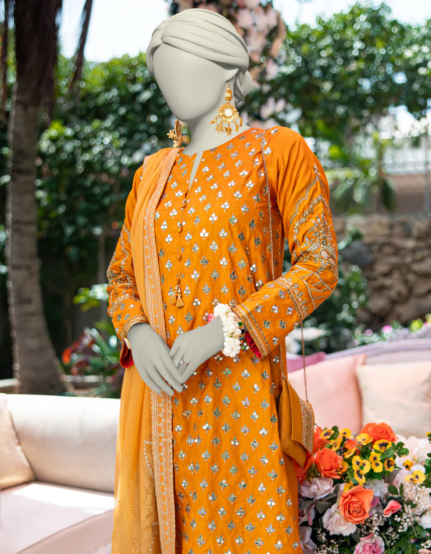 ORANGE RAW SILK 3PC STITCHED | JJPW-W-JPS-24-3950 FB/INARA-5 - Image 2
