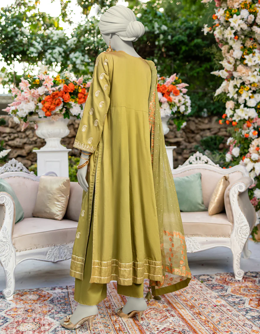 GREEN RAW SILK 3PC STITCHED | JJPW-W-JPS-24-3953 FB/INARA-8 - Image 2