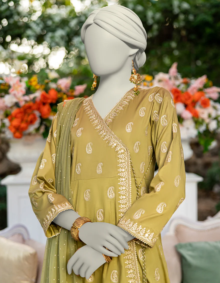 GREEN RAW SILK 3PC STITCHED | JJPW-W-JPS-24-3953 FB/INARA-8 - Image 3