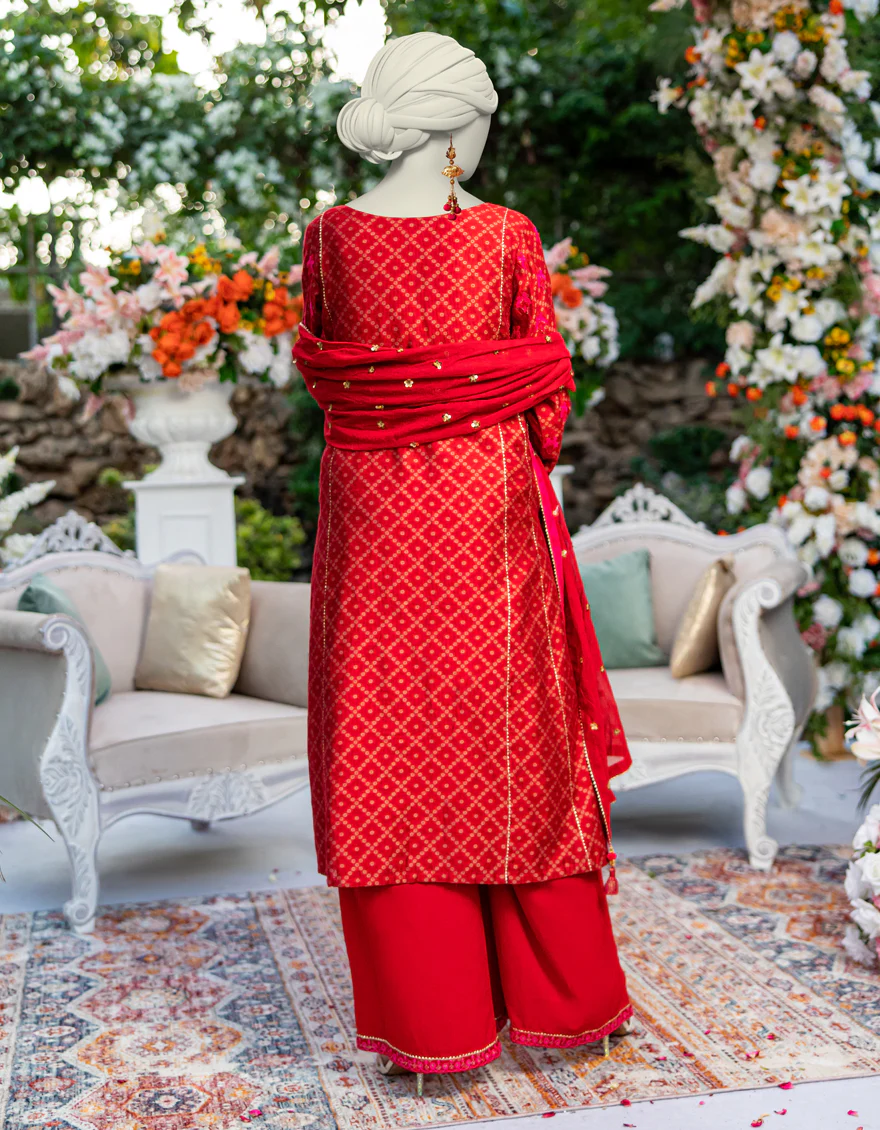 RED JACQUARD 3PC STITCHED | JJPW-W-JPS-24-3955 FB/INARA-10 - Image 2