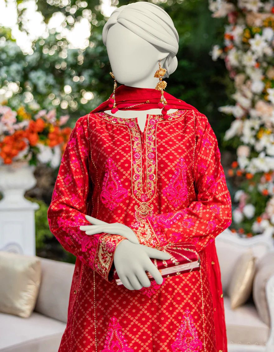 RED JACQUARD 3PC STITCHED | JJPW-W-JPS-24-3955 FB/INARA-10 - Image 3
