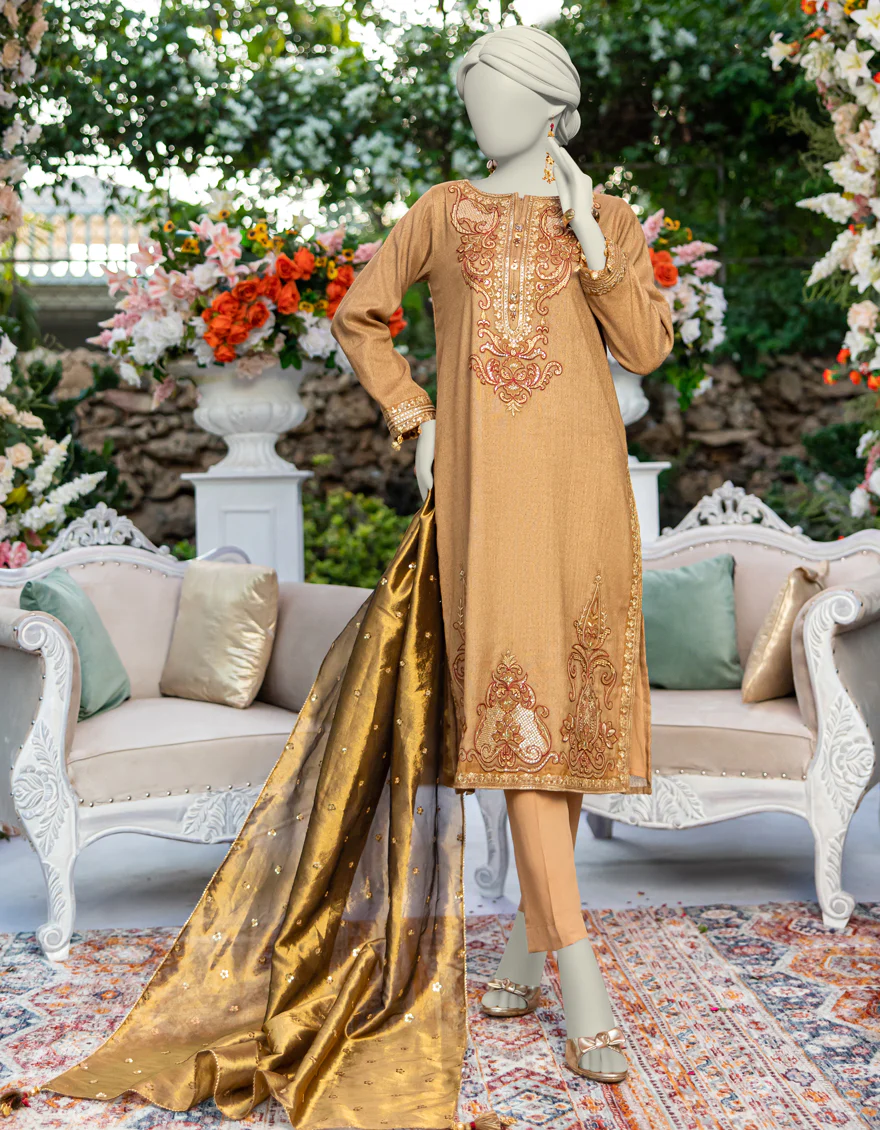 ORANGE KHADDI 3PC STITCHED | JJPW-W-JPS-24-3957 FB/INARA-12