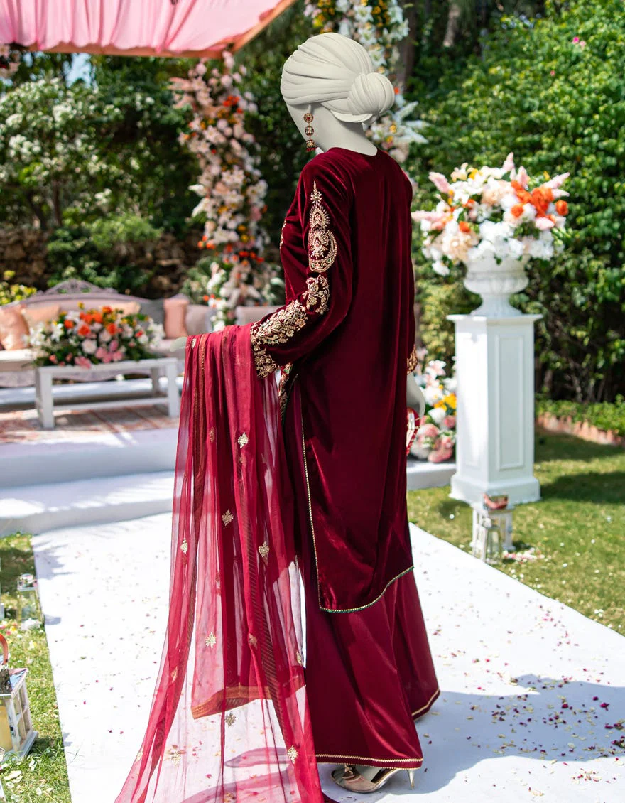 RED VELVET 3PC STITCHED | JJPW-W-JPS-24-3960 FB/MAKHMAL-01 - Image 2