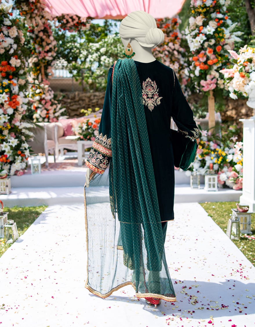 GREEN VELVET 3PC STITCHED | JJPW-W-JPS-24-3961 FB/VELVET FF-328 - Image 2
