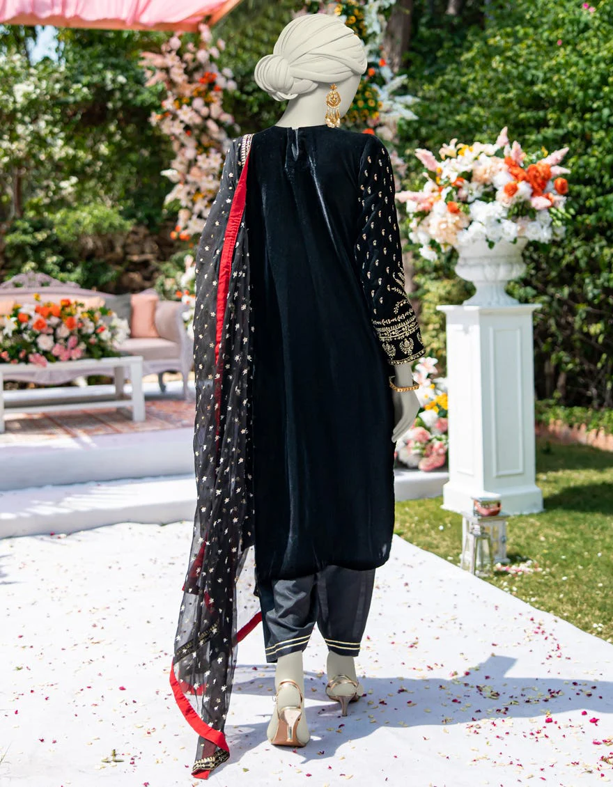 BLACK VELVET 3PC STITCHED | JJPW-W-JPS-24-3962 FB/VELVET - Image 2