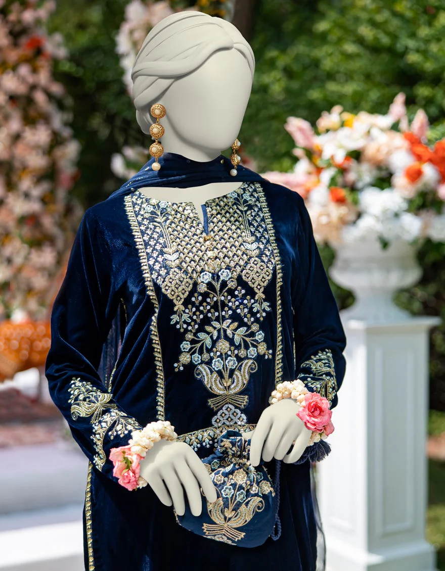 BLUE VELVET 3PC STITCHED | JJPW-W-JPS-24-3963 FB/VELVET - Image 3