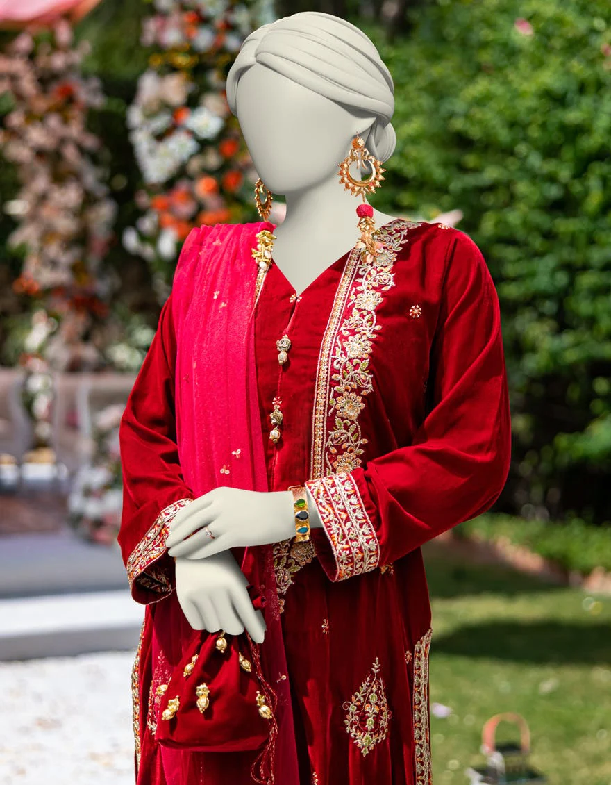 RED VELVET 3PC STITCHED | JJPW-W-JPS-24-3964 FB/VELVET - Image 3