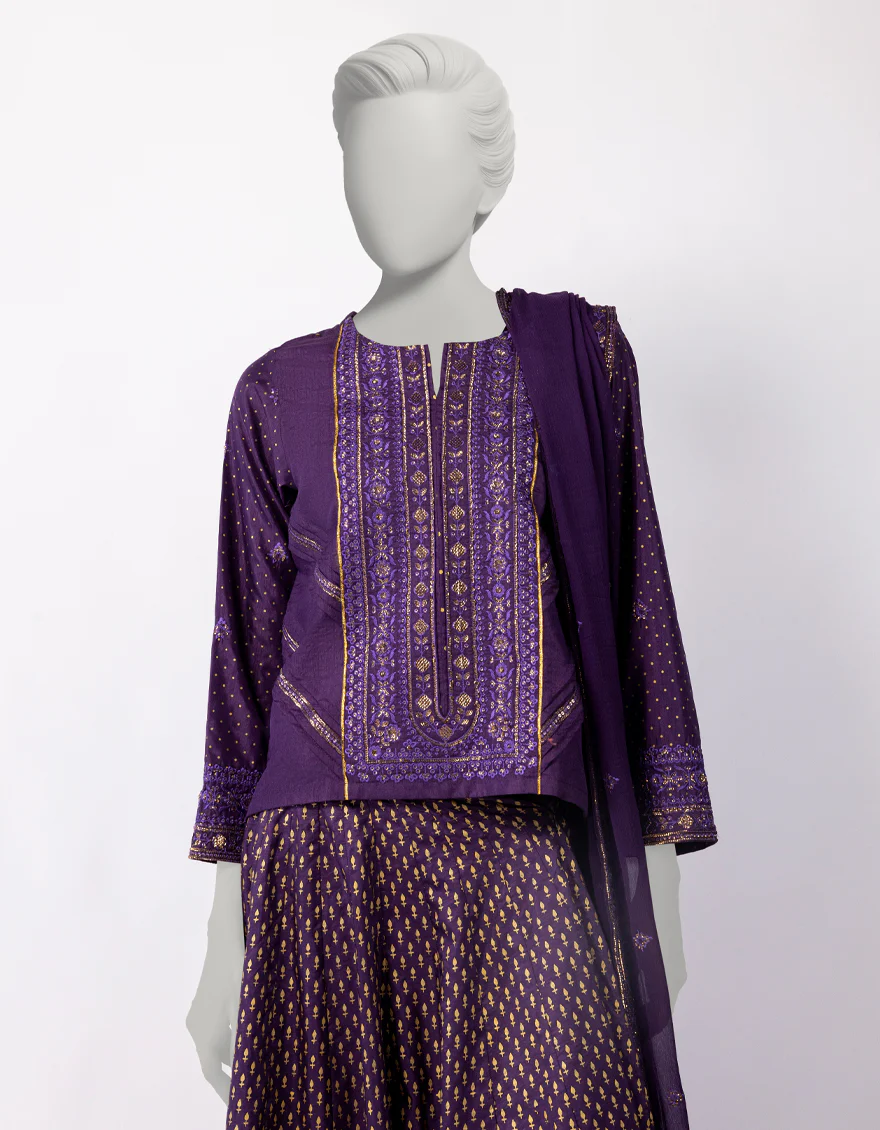 PURPLE RAW SILK 3PC STITCHED | JJPW-W-JPS-25-3949 FB/DANEEN-06 - Image 2