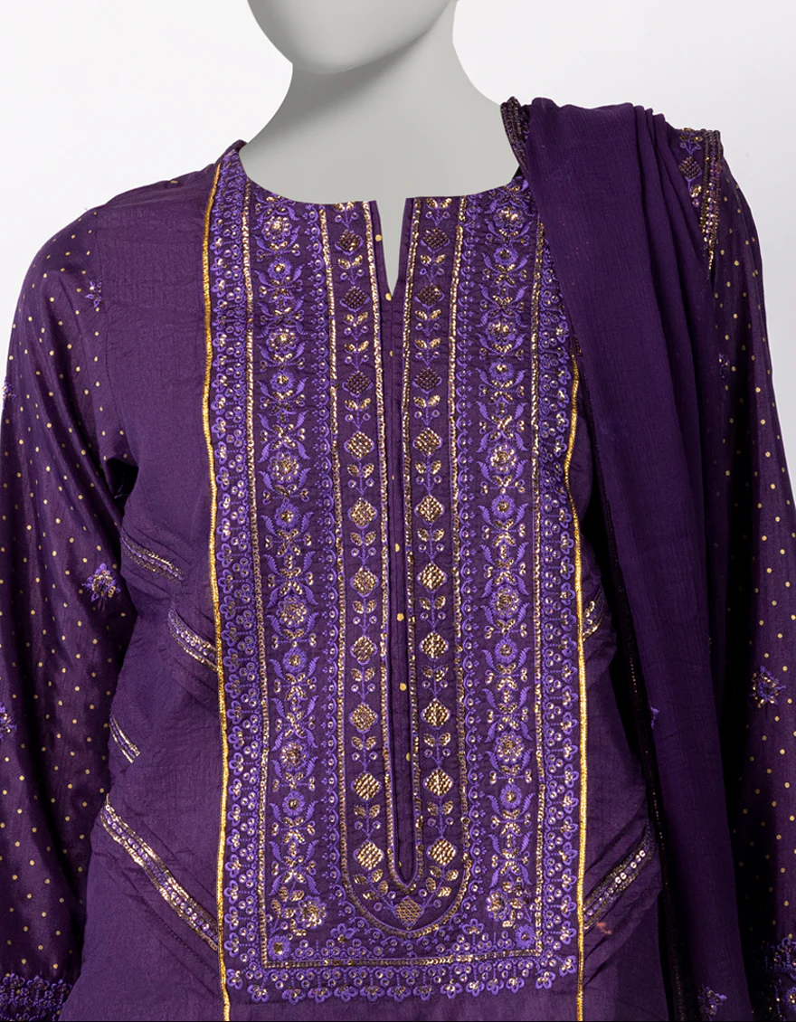 PURPLE RAW SILK 3PC STITCHED | JJPW-W-JPS-25-3949 FB/DANEEN-06 - Image 4