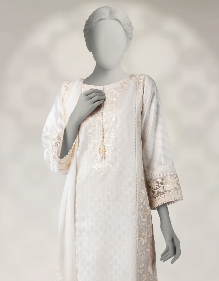 WHITE JACQUARD 3PC STITCHED | JJPW-W-JPS-25-3950 FB/MUSE-1 - Image 2