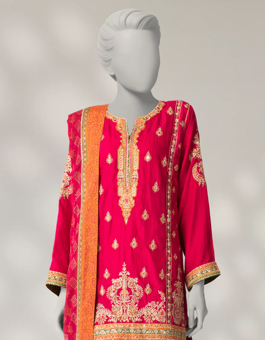 PINK RAW SILK 3PC STITCHED | JJPW-W-JPS-25-3954 FB/INARA-01 - Image 2