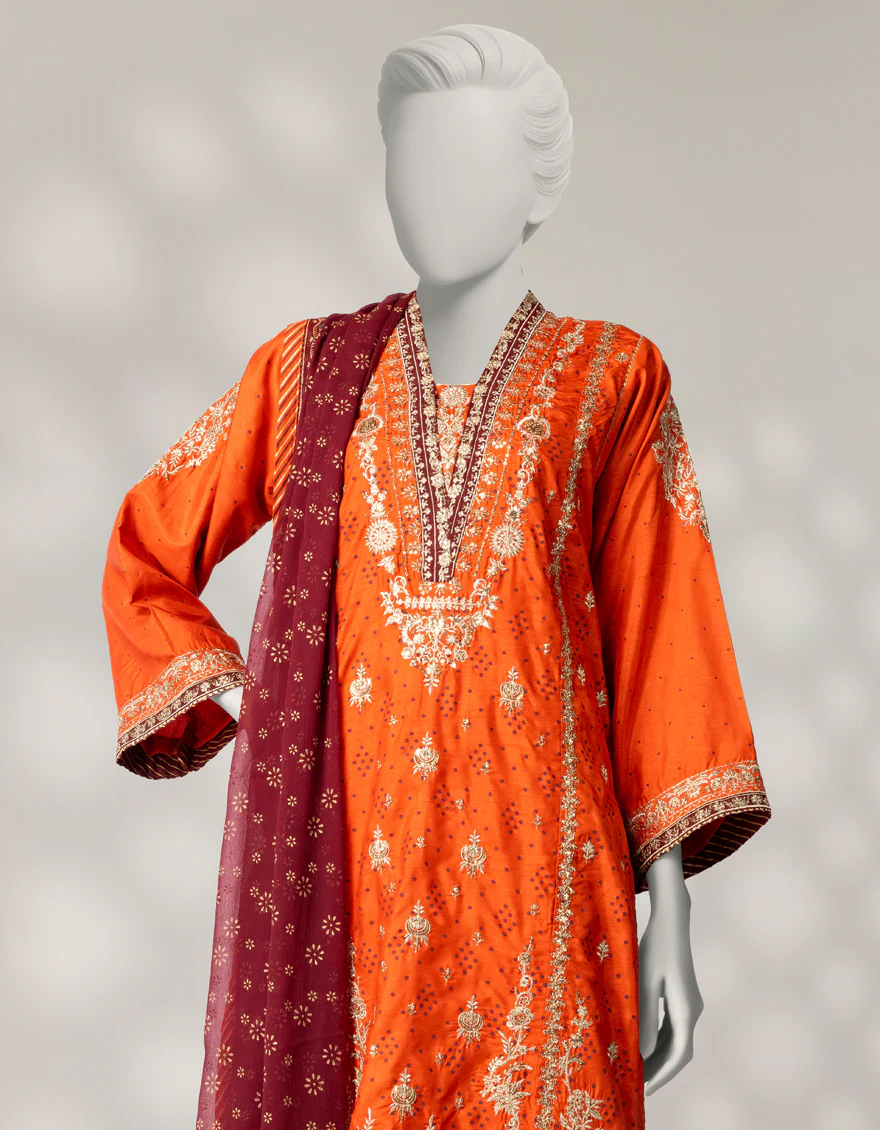 RUST RAW SILK 3PC STITCHED | JJPW-W-JPS-25-3956 FB/INARA-03 - Image 2