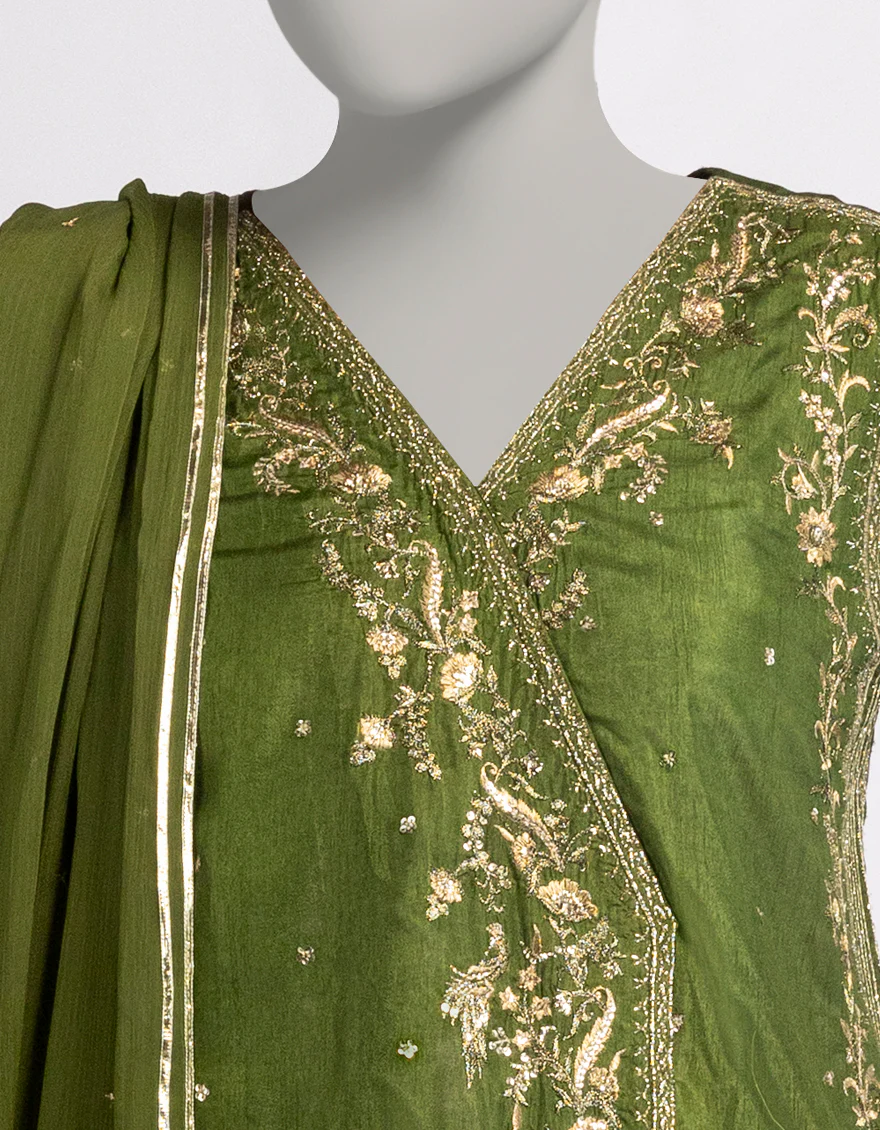 MEHANDI RAW SILK 3PC STITCHED | JJPW-W-JPS-25-3958 FB/INARA-5 - Image 2