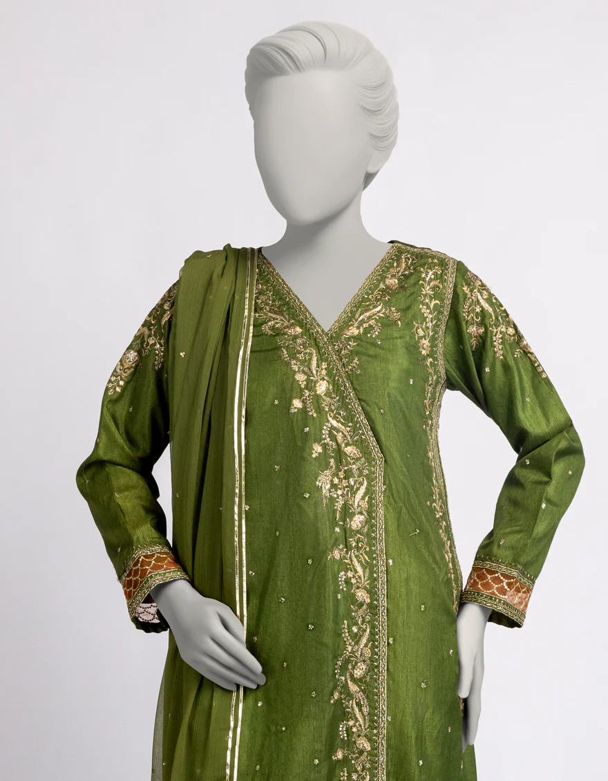 MEHANDI RAW SILK 3PC STITCHED | JJPW-W-JPS-25-3958 FB/INARA-5 - Image 3