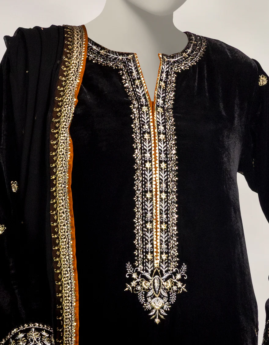 BLACK VELVET 3PC STITCHED | JJPW-W-JPS-25-3959 FB/INARA-06 - Image 3