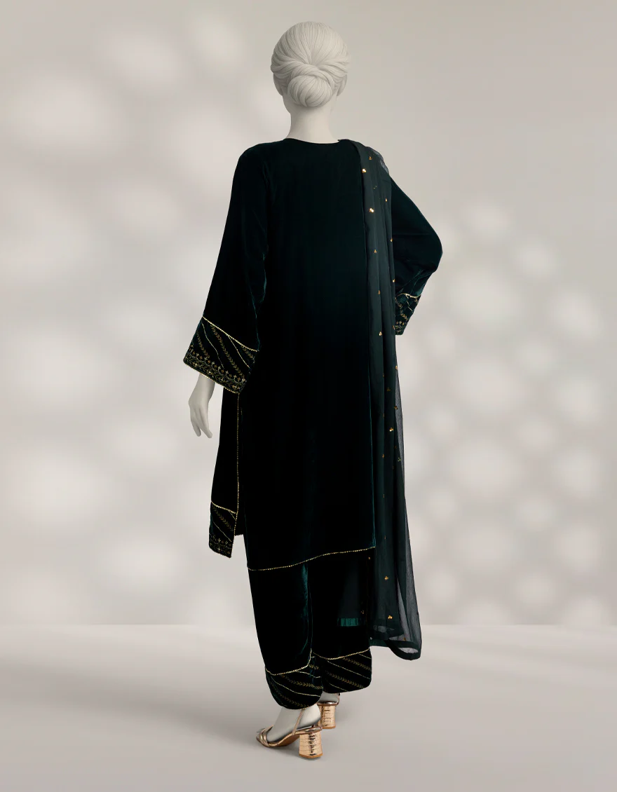 GREEN VELVET 3PC STITCHED | JJPW-W-JPS-25-3962 FB/INARA-09 - Image 2