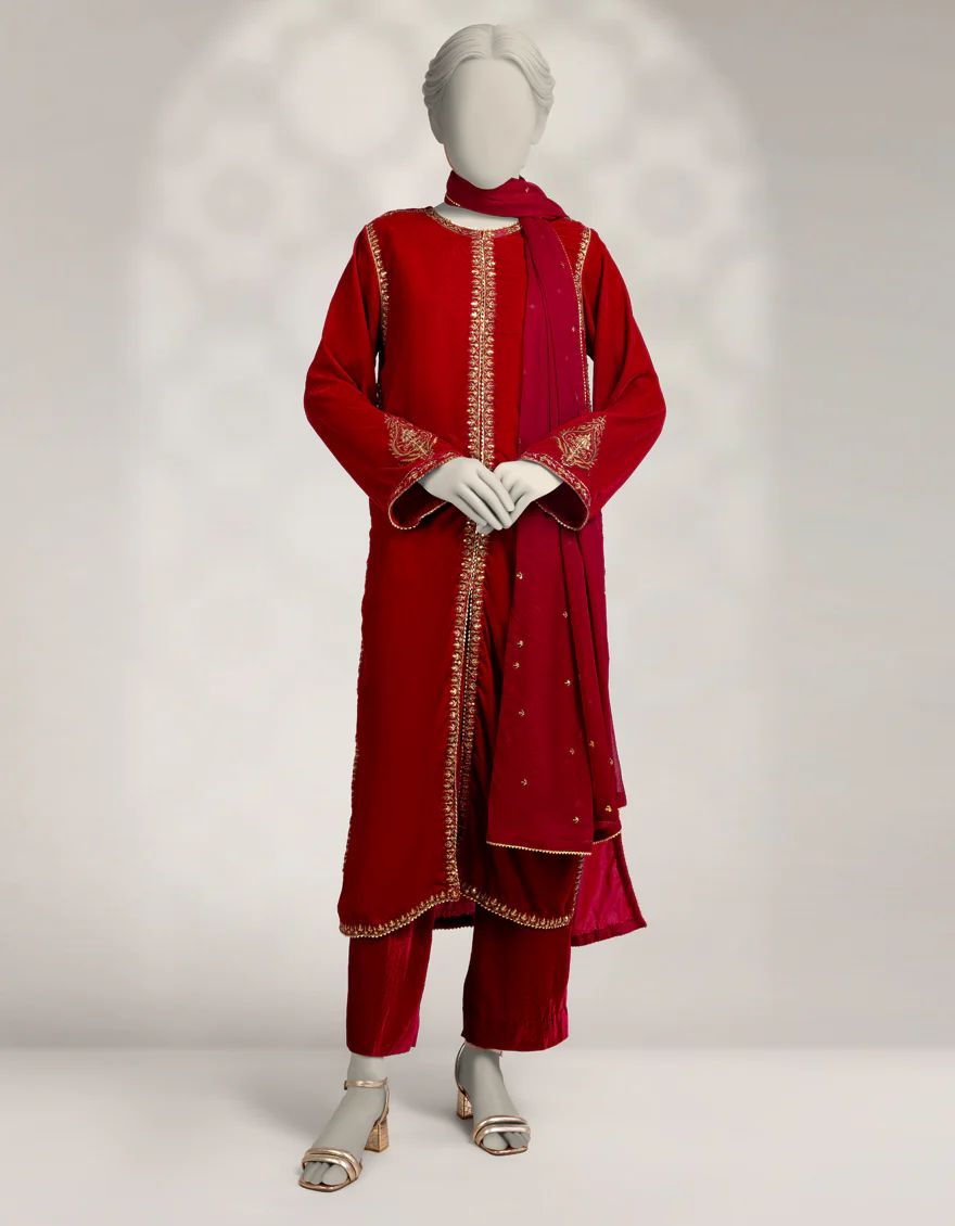PINK VELVET 3PC STITCHED | JJPW-W-JPS-25-3964 FB/INARA-11