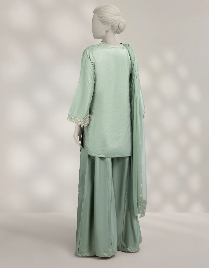GREEN RAW SILK 3PC STITCHED | JJPW-W-JPS-25-3965 FB/INARA-12 - Image 2