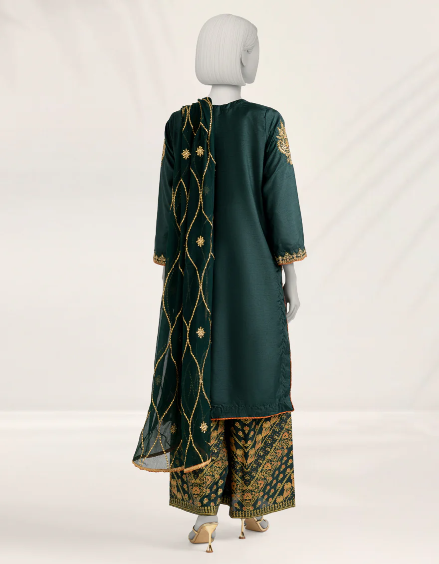 GREEN VISCOSE 3PC STITCHED | JJPW-W-JPS-25-3983 FB/DANEEN-3 - Image 2