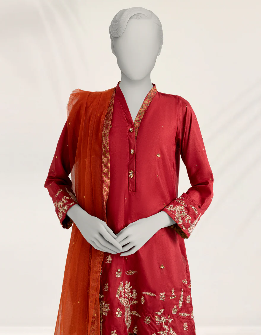 RED VISCOSE 3PC STITCHED | JJPW-W-JPS-25-3984 FB/INARA-1 - Image 2