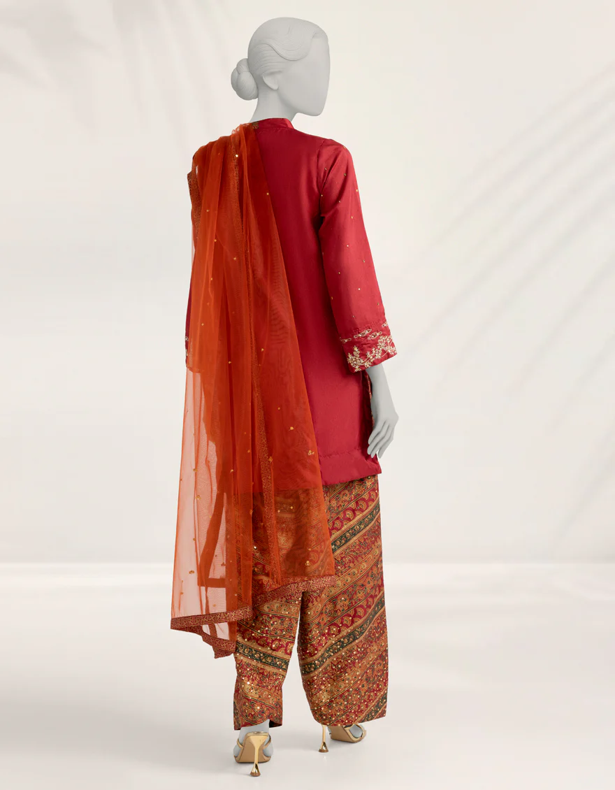 RED VISCOSE 3PC STITCHED | JJPW-W-JPS-25-3984 FB/INARA-1 - Image 3