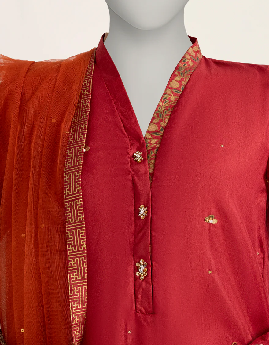 RED VISCOSE 3PC STITCHED | JJPW-W-JPS-25-3984 FB/INARA-1 - Image 4