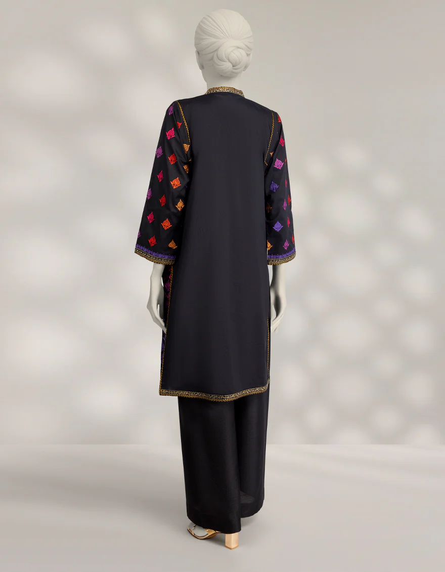 BLACK LAWN SILK 2PC STITCHED | JJPW-W-JPS-25-4086 FB/ELFESYA-01 - Image 2