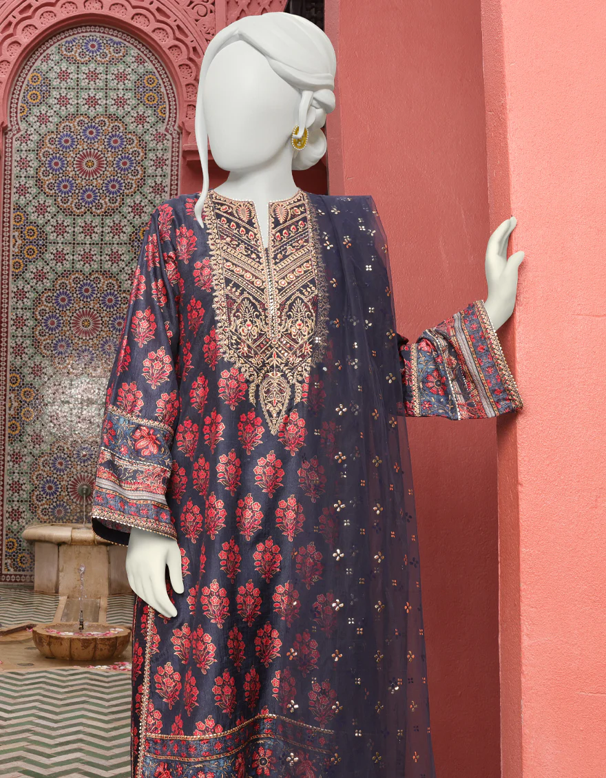 NAVY BLUE SILK 3PC STITCHED | JJPW-W-JPS-US-22-3944 FB/BLUEORCHAD - Image 4