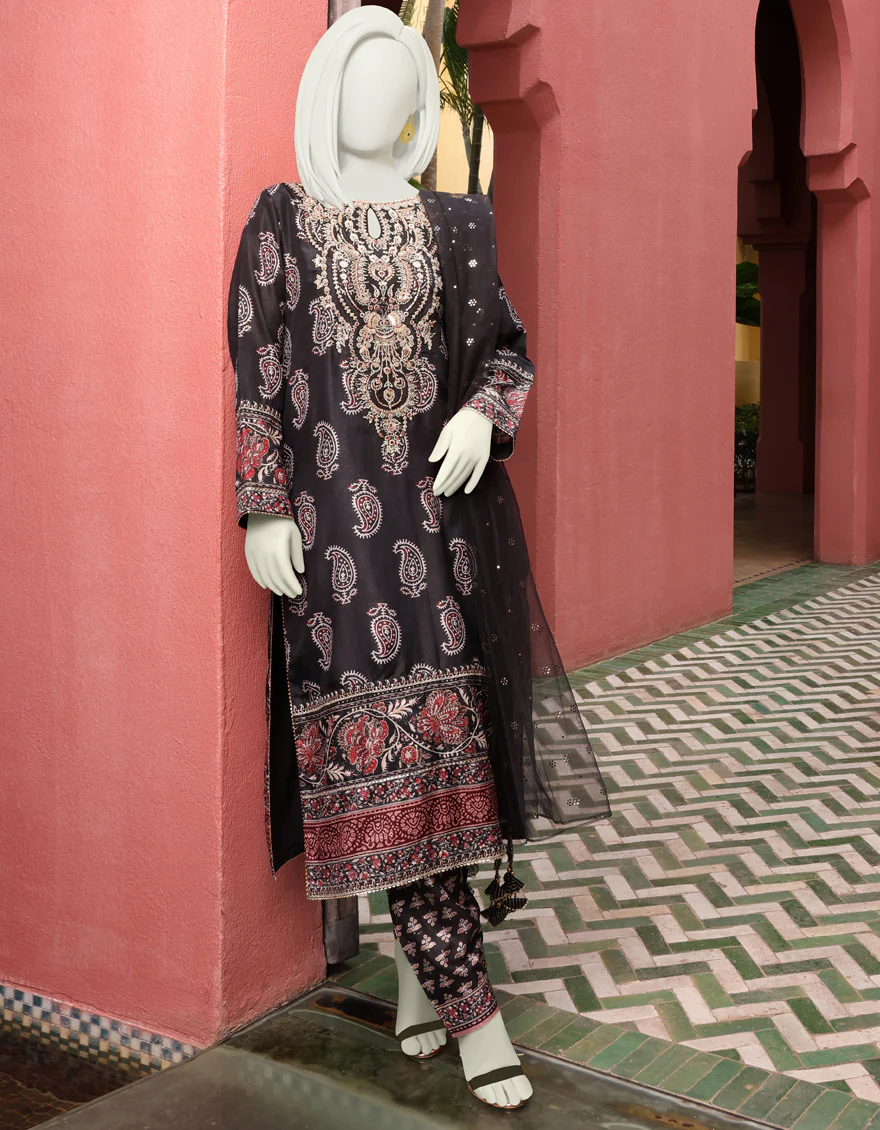 BLACK SILK 3PC STITCHED | JJPW-W-JPS-US-22-3945 FB/BADASAL
