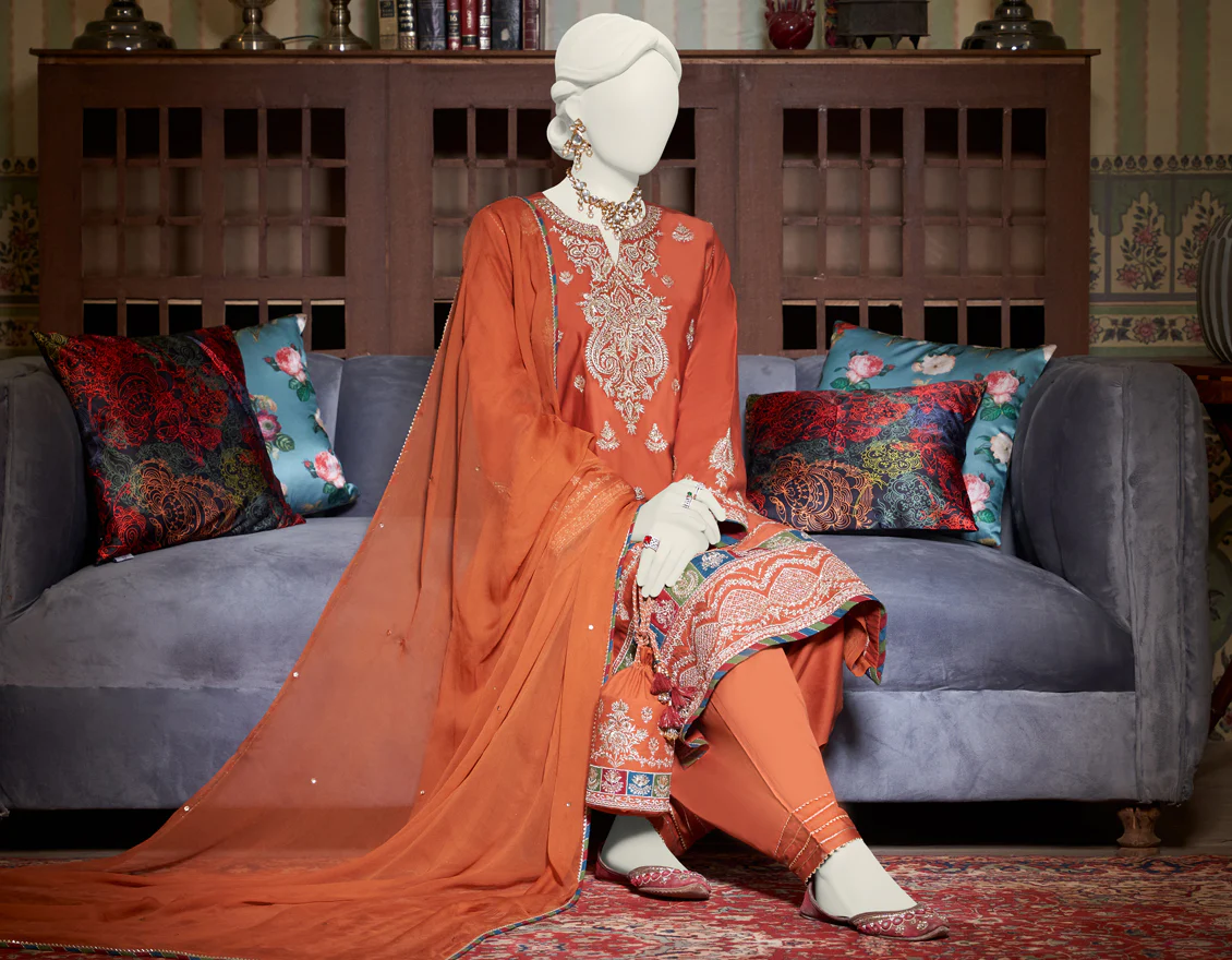 RUST COTTON SATIN 3PC STITCHED | JJPW-W-JPS-US-23-3924 FB/JH-235 - Image 4