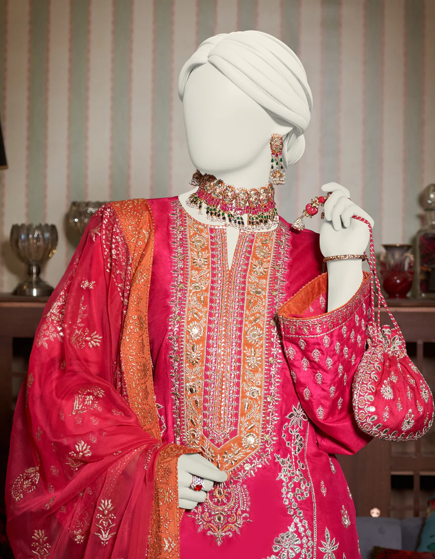 HOT PINK RAW SILK 3PC STITCHED | JJPW-W-JPS-US-23-3941 FB/JH-237 - Image 3