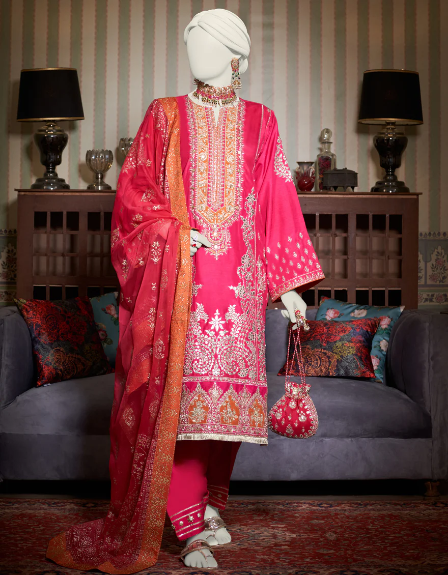 HOT PINK RAW SILK 3PC STITCHED | JJPW-W-JPS-US-23-3941 FB/JH-237 - Image 4