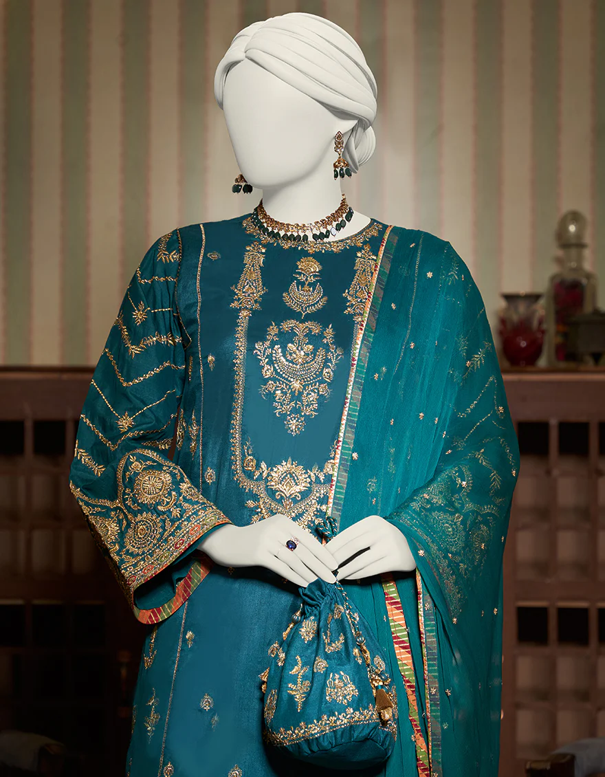 TEAL COTTON SATIN 3PC STITCHED | JJPW-W-JPS-US-23-3943 FB/JH-238 - Image 4