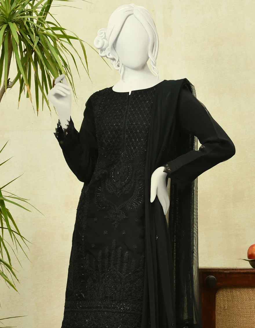 BLACK ORGANZA 3PC STITCHED | JJPW-W-JPWF-US-22-069 FB/AM-2062 - Image 3