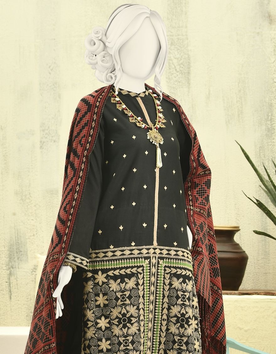 BLACK LAWN 3PC STITCHED | JJPW-W-JPWS-US-21-276 FB/RFD - Image 2