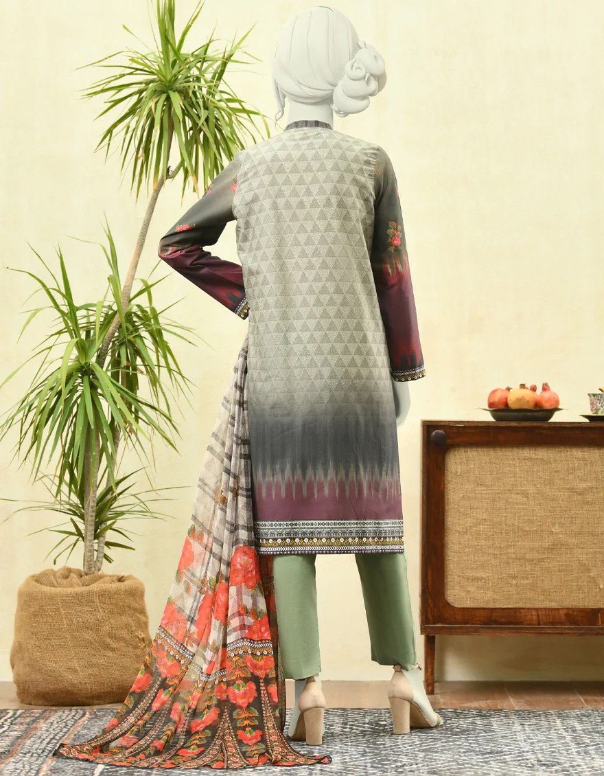 GREY CAMBRIC 3PC STITCHED | JJPW-W-JPWS-US-22-409 FB/CROSS STITCH - Image 2