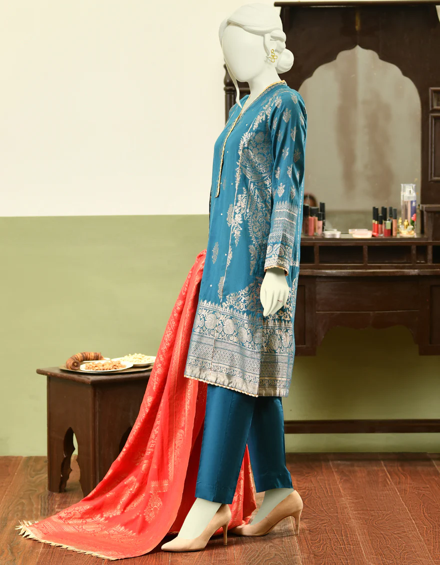 TEAL BLUE JACQUARD 3PC STITCHED | JJPW-W-JPWS-US-22-413 FB/GELATO - Image 2