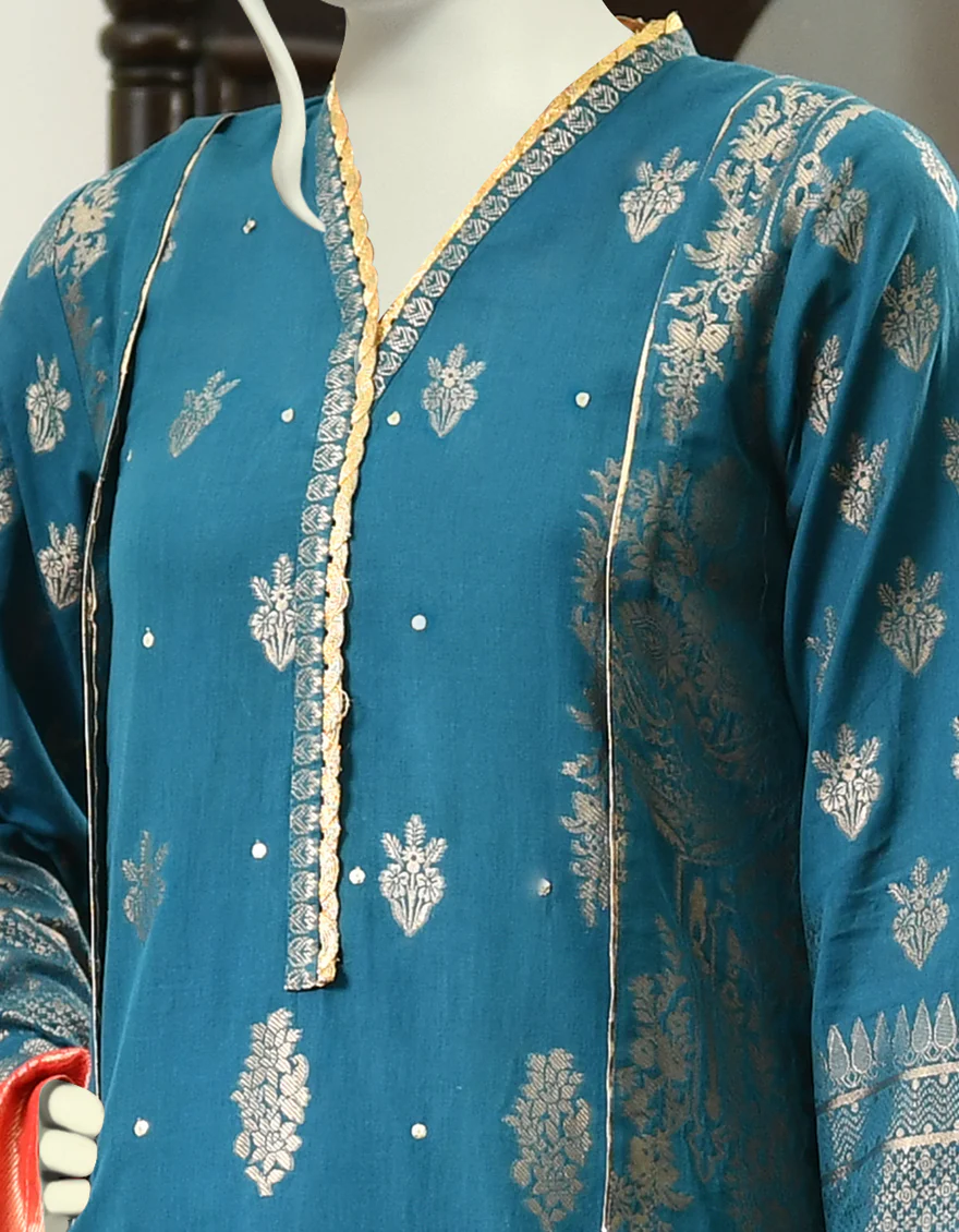 TEAL BLUE JACQUARD 3PC STITCHED | JJPW-W-JPWS-US-22-413 FB/GELATO - Image 5