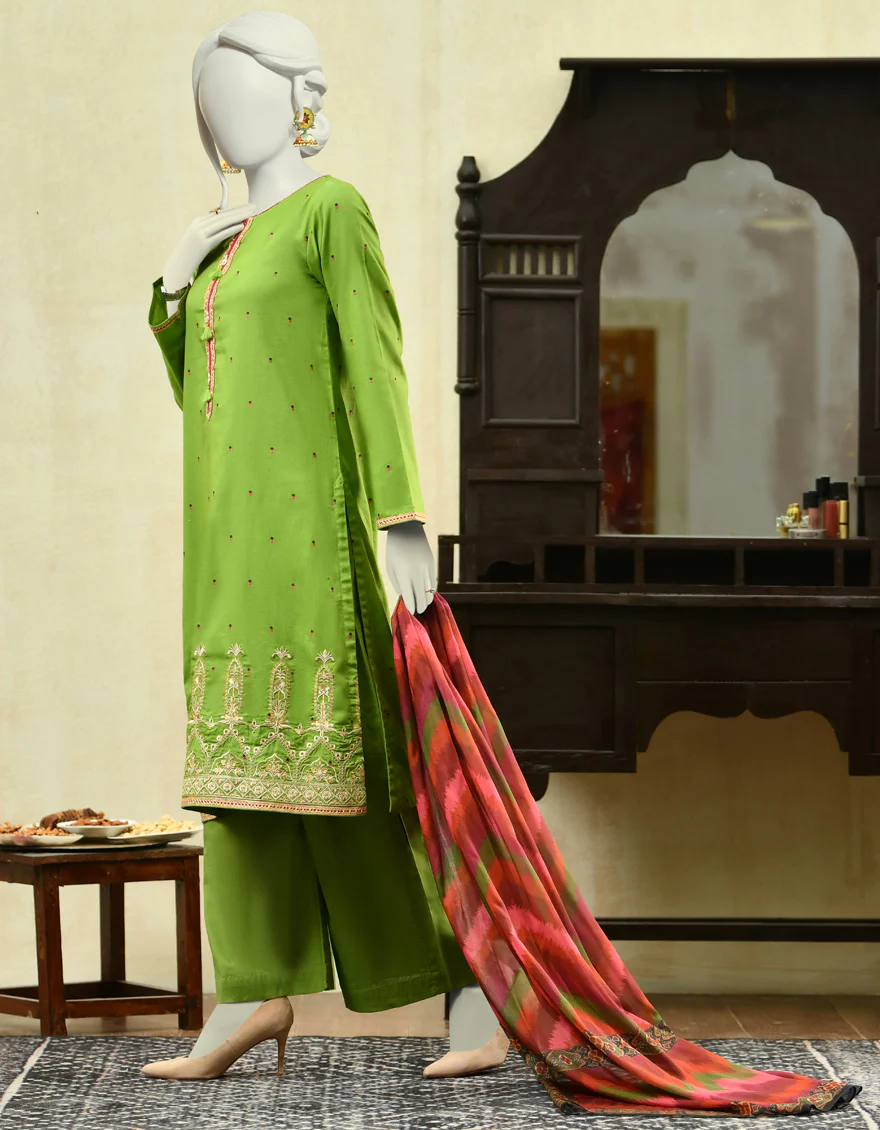 PARROT GREEN JACQUARD 3PC STITCHED | JJPW-W-JPWS-US-22-416 FB/FF-493 - Image 3