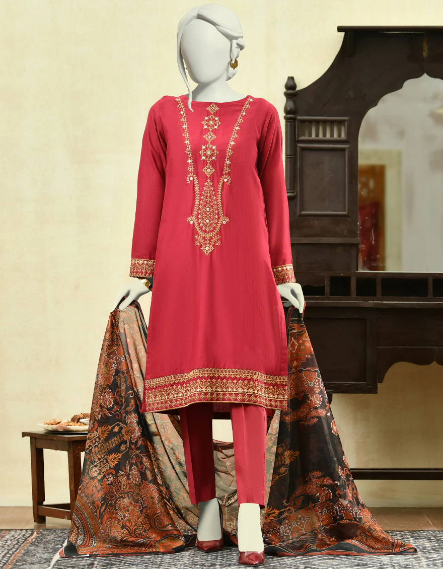 RED JACQUARD 3PC STITCHED | JJPW-W-JPWS-US-22-420 FB/QURAA(FF-495) - Image 2