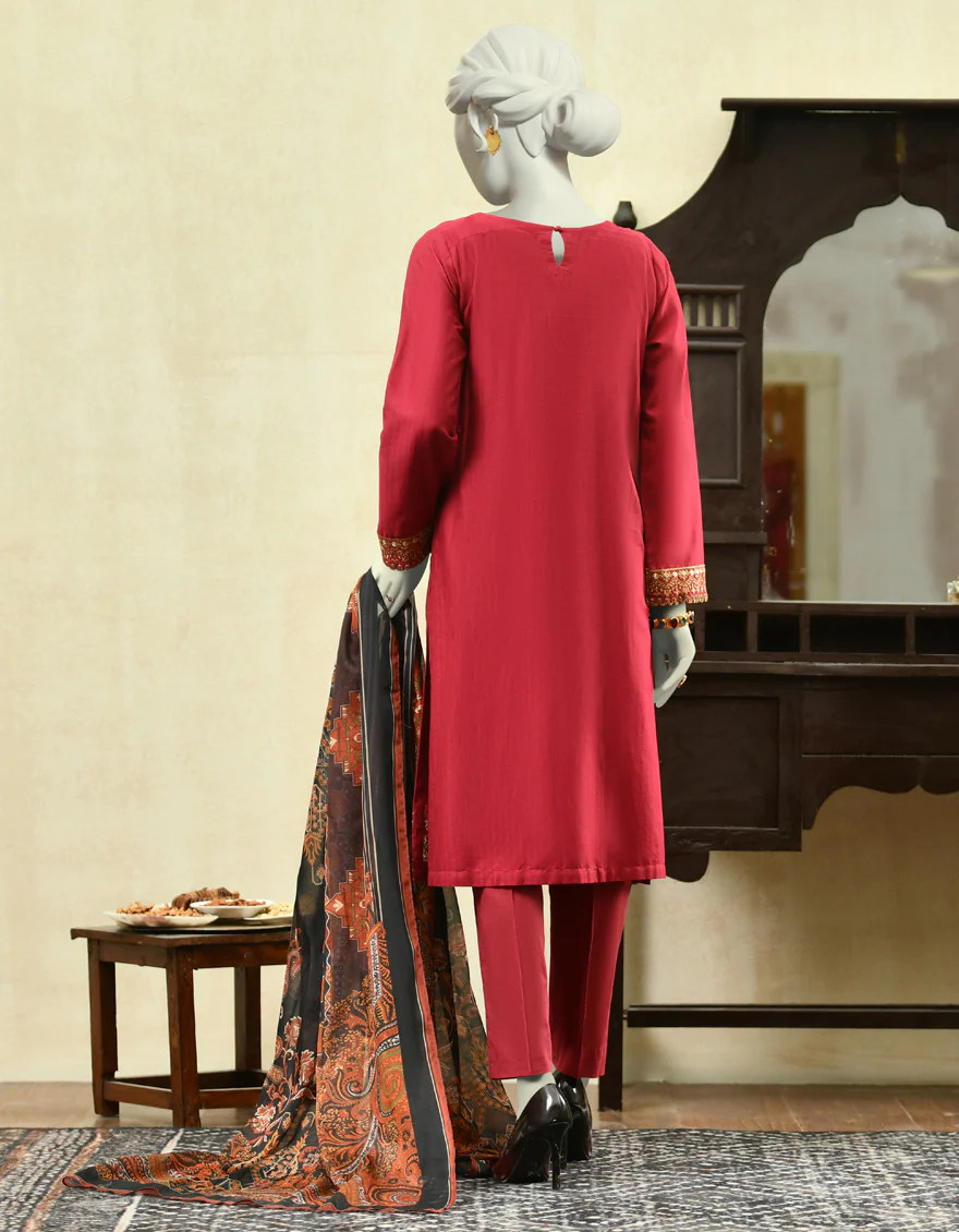 RED JACQUARD 3PC STITCHED | JJPW-W-JPWS-US-22-420 FB/QURAA(FF-495) - Image 3