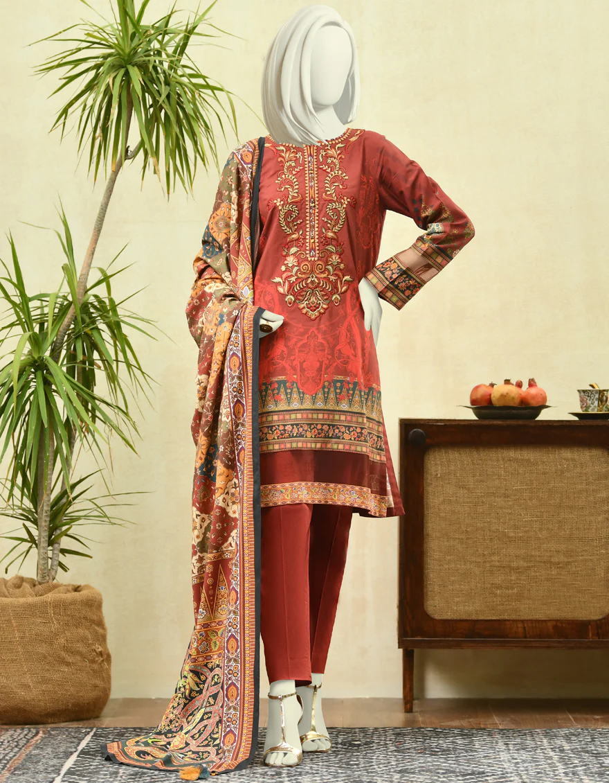 RED LINEN 3PC STITCHED | JJPW-W-JPWS-US-22-421 FB/KIRMIZI - Image 2