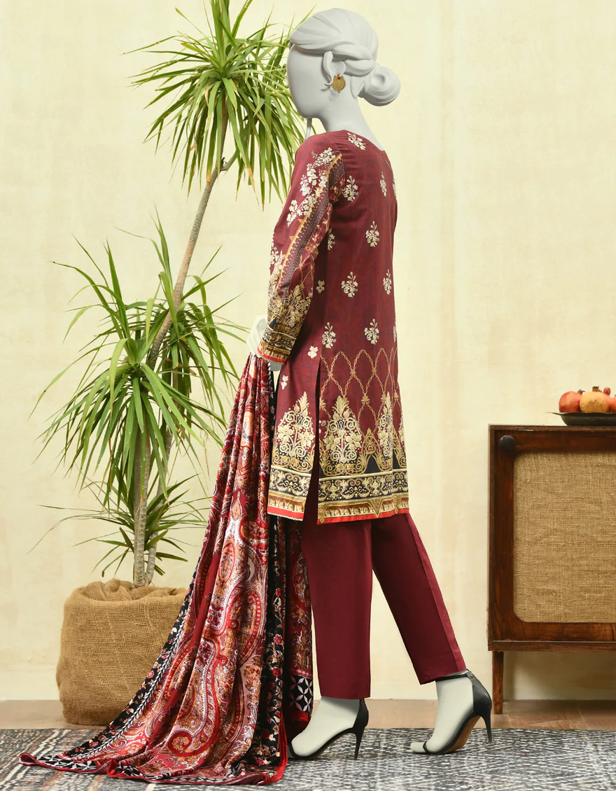 MAROON CAMBRIC 3PC STITCHED | JJPW-W-JPWS-US-22-430 FB/DIVINE - Image 2