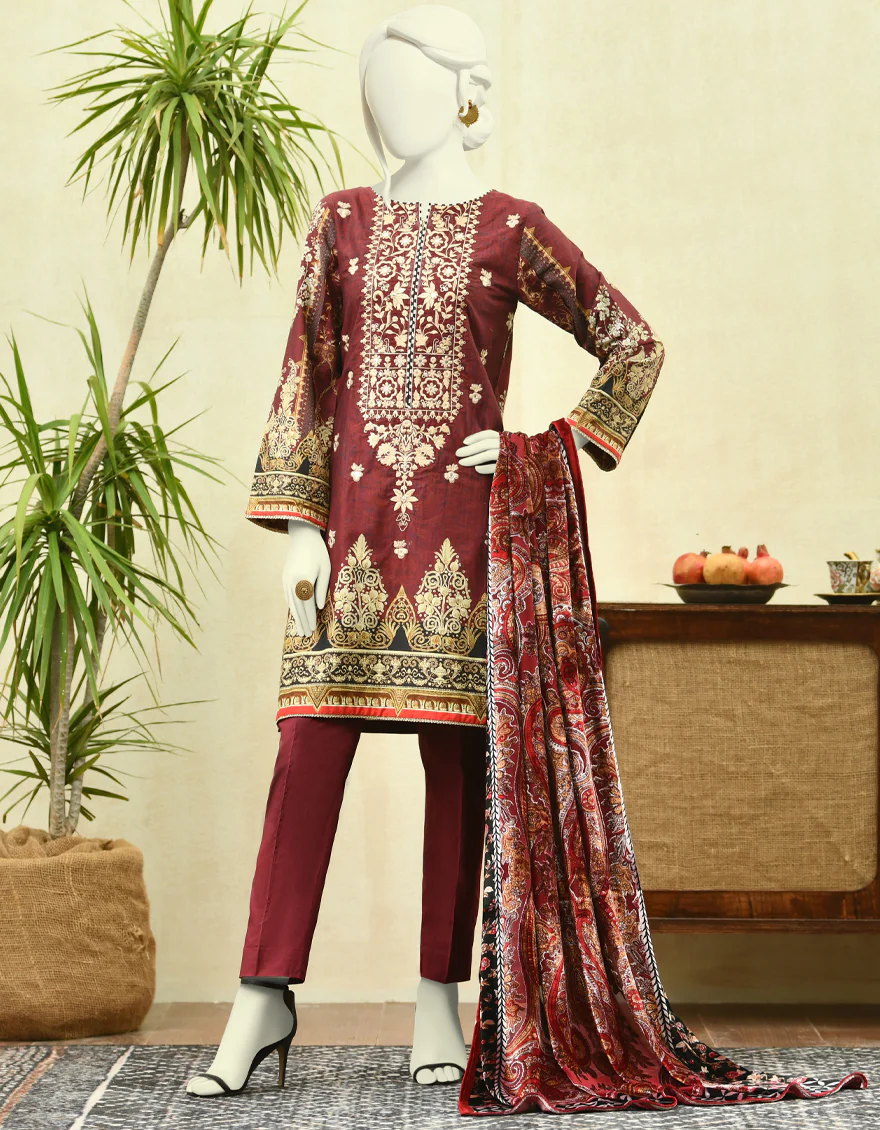 MAROON CAMBRIC 3PC STITCHED | JJPW-W-JPWS-US-22-430 FB/DIVINE - Image 4