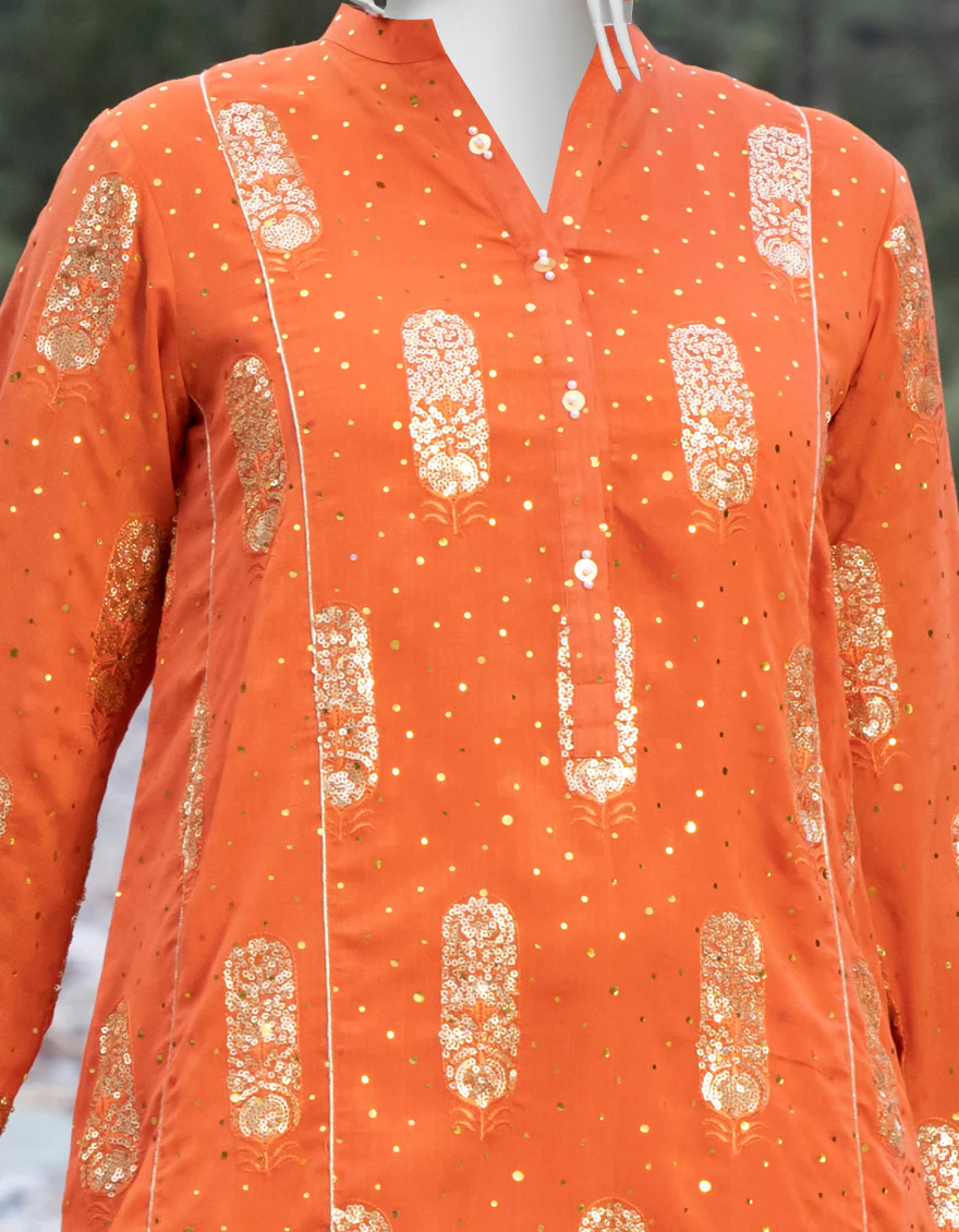 ORANGE VISCOSE 3PC STITCHED | JJPW-W-JPWS-US-22-461 FB/FF-462 - Image 3