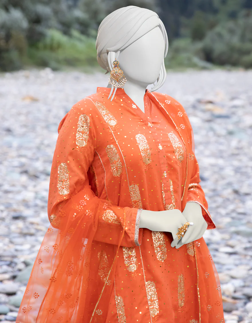ORANGE VISCOSE 3PC STITCHED | JJPW-W-JPWS-US-22-461 FB/FF-462 - Image 4