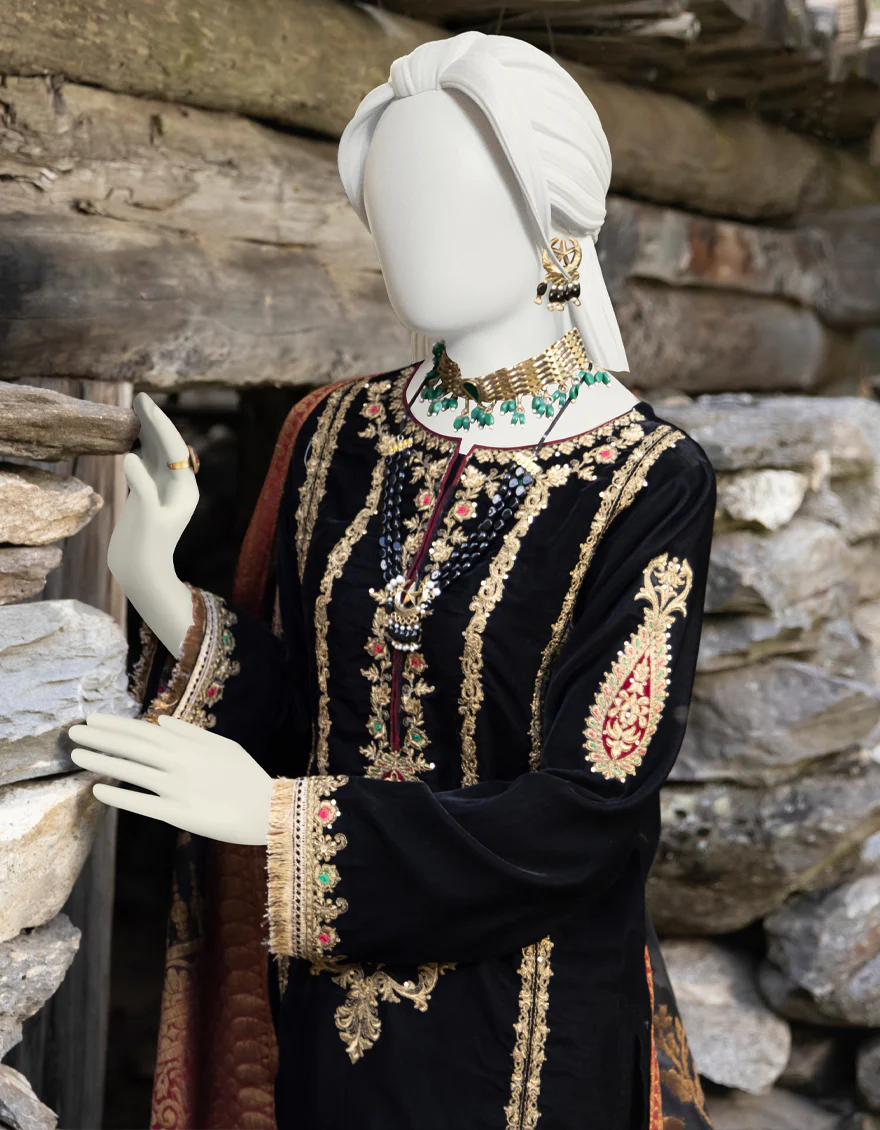 BLACK VELVET 3PC STITCHED | JJPW-W-JPWS-US-22-466 FB/FF-328 - Image 2