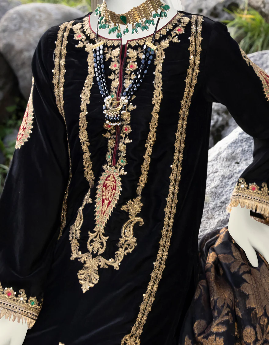 BLACK VELVET 3PC STITCHED | JJPW-W-JPWS-US-22-466 FB/FF-328 - Image 3